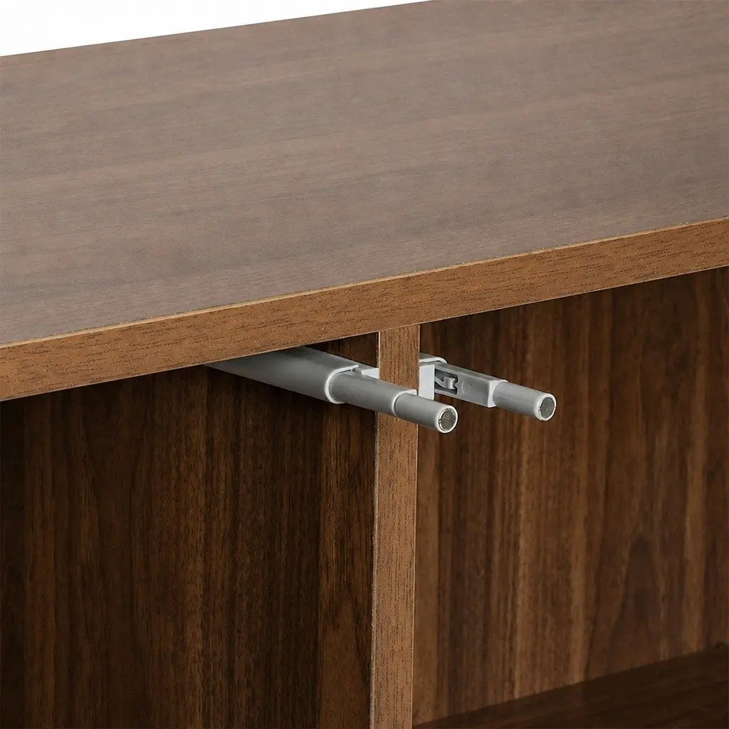 Walnut Sideboard Buffet Storage Cabinet with Drawers and Shelves Modern Design
