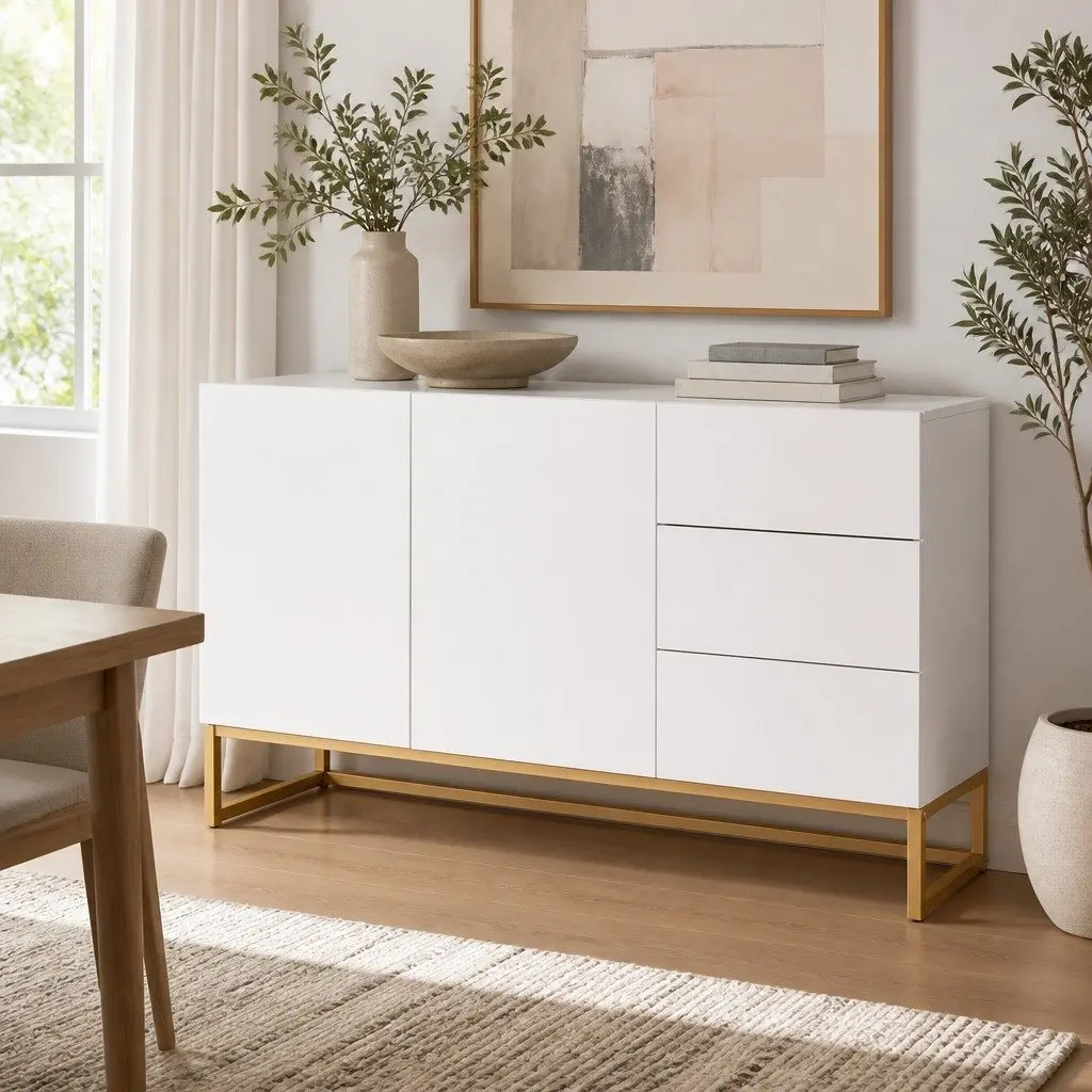 White Sideboard with Ample Storage Space