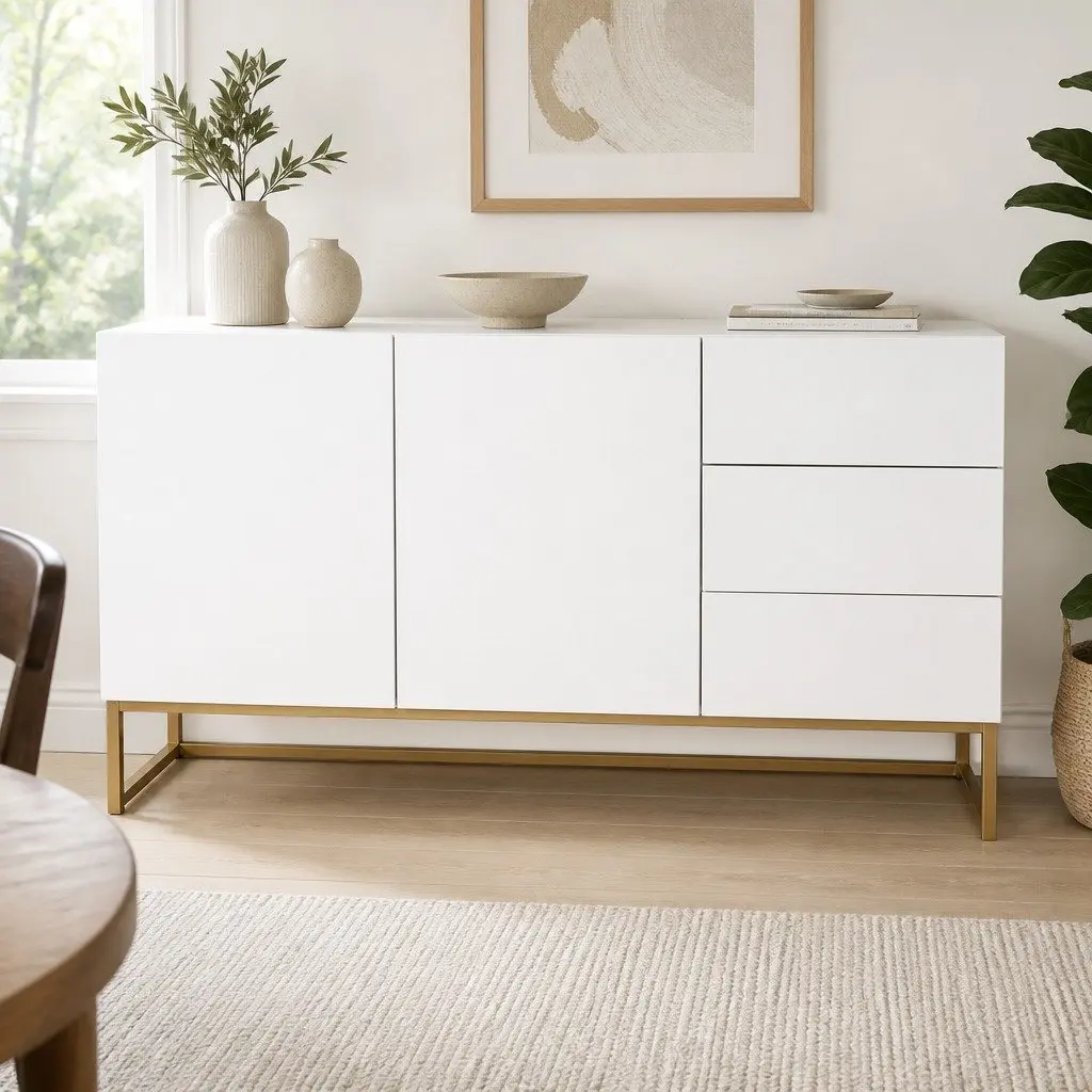 White Sideboard with Ample Storage Space