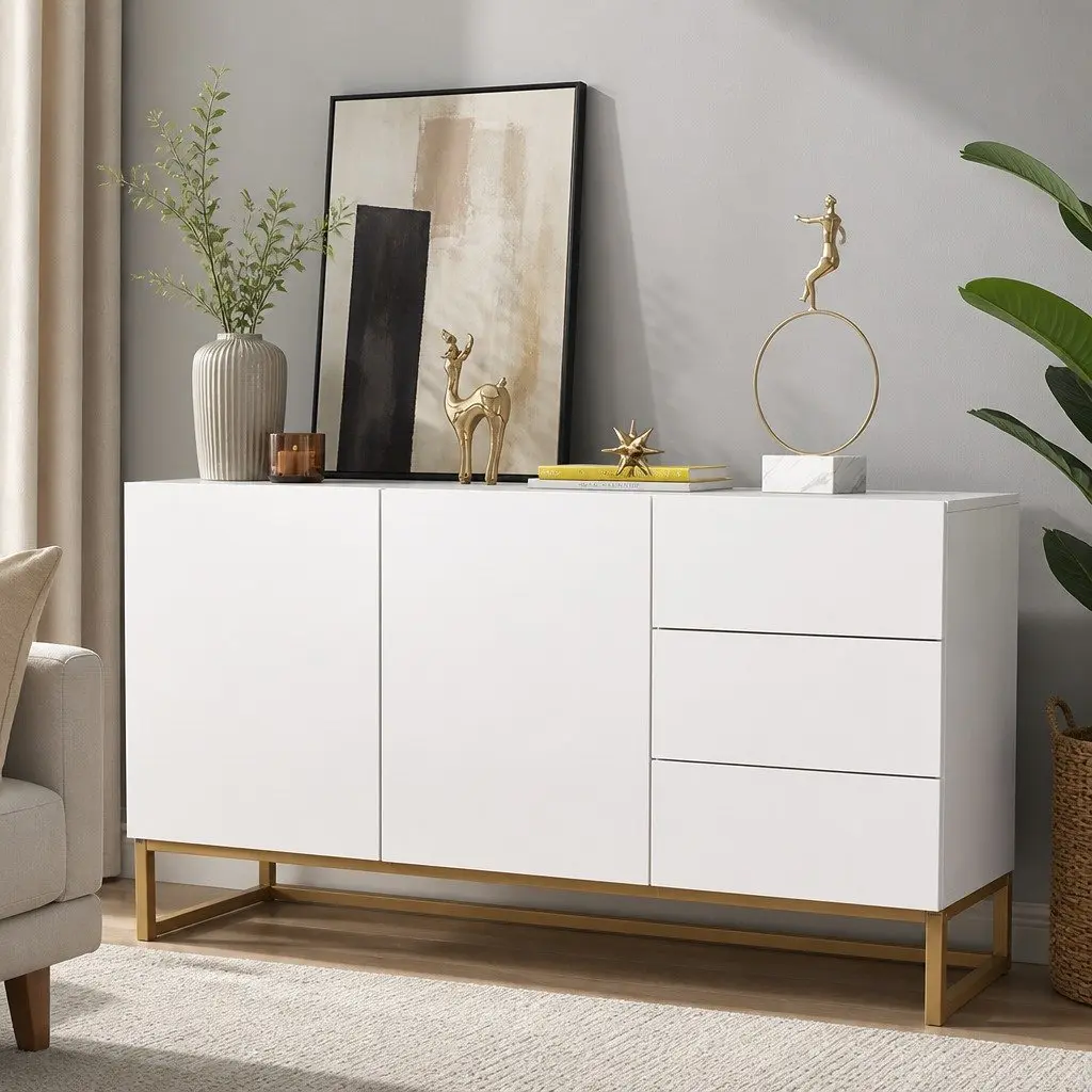 White Sideboard with Ample Storage Space