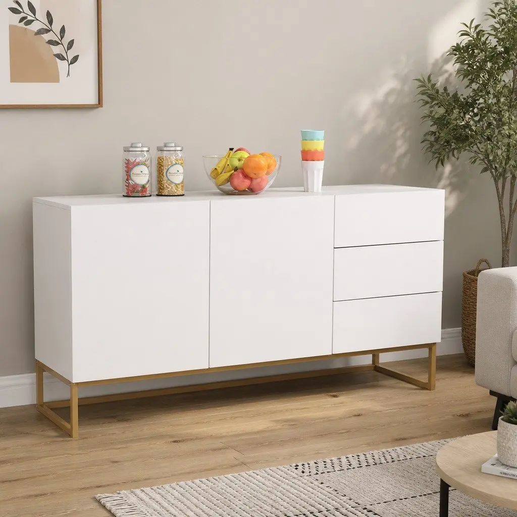 White Sideboard with Ample Storage Space
