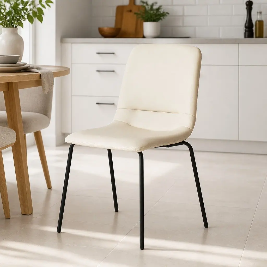 Stackable Dining Chairs Set of 8 Kitchen Lounge Beige Seating Space-Saving