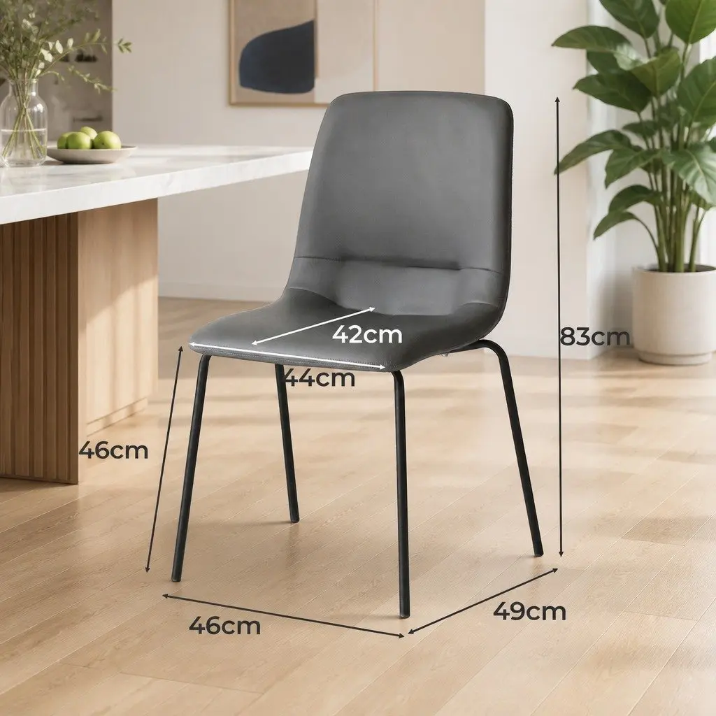 Dining Chairs Dark Grey Stackable Ergonomic Backrest High-Density Foam Cushioning Set of 8