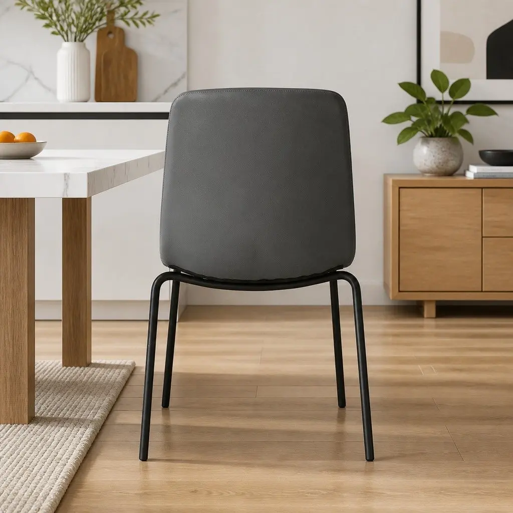 Dining Chairs Dark Grey Stackable Ergonomic Backrest High-Density Foam Cushioning Set of 8
