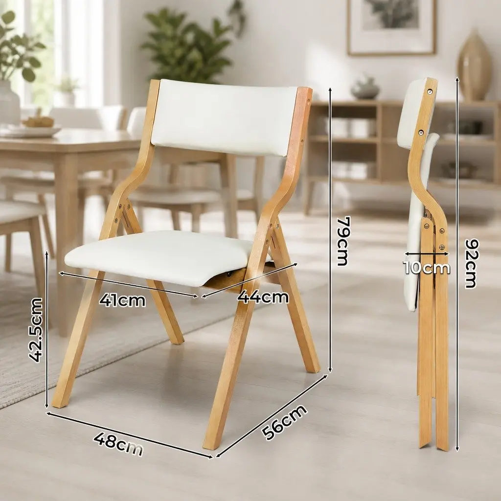 Folding Dining Chairs Set of 6 in Beige