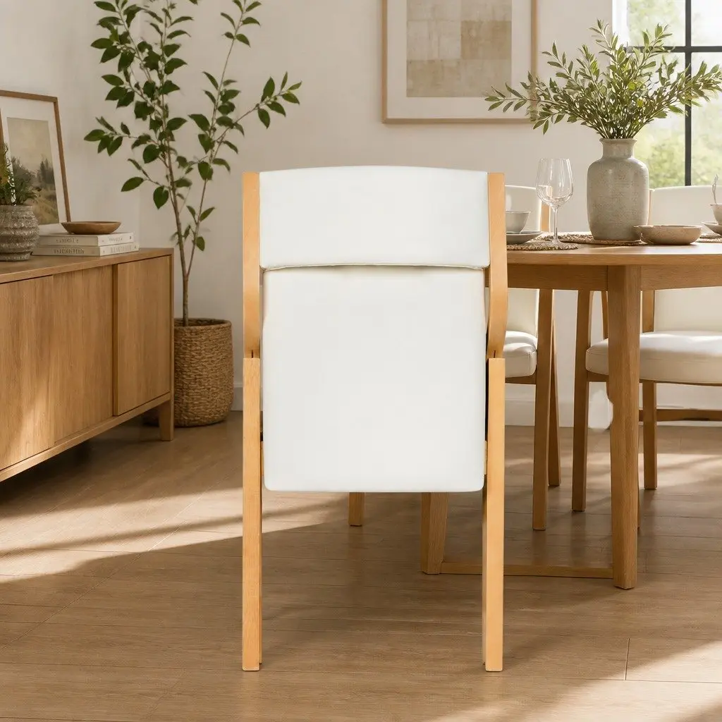 Folding Dining Chairs Set of 6 in Beige
