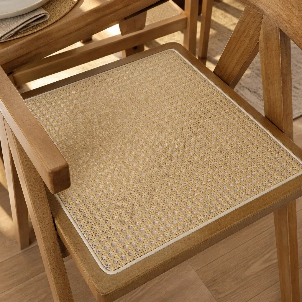Dining Chair Set of 6 Solid Wood Rattan Woven Seat Kitchen Room Furniture