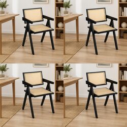 Confident Choice: Black Rattan Armchair Set of 4