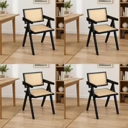 Confident Choice: Black Rattan Armchair Set of 4