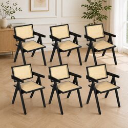 Set of 6 Stylish Black Wicker Armchairs