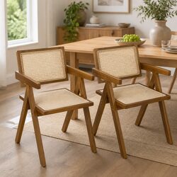 Concise Wicker Dining Armchair: Solid & Stylish
