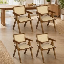 Walnut Wicker Armchair Dining Set: Comfort in Every Meal