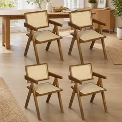 Walnut Wicker Armchair Dining Set: Comfort in Every Meal