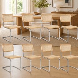 Charming Set of 6 Rattan Dining Chairs - Compact Design
