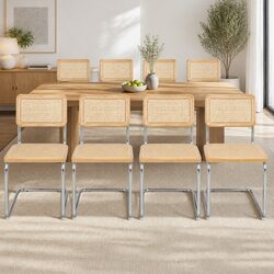 Compact and Functional Set of 8 Rattan Dining Chairs