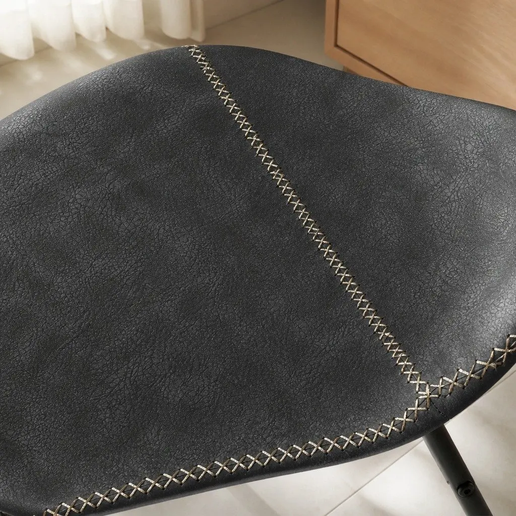 Dining Chairs Black Set of 4 Faux Leather Moulded Ergonomic