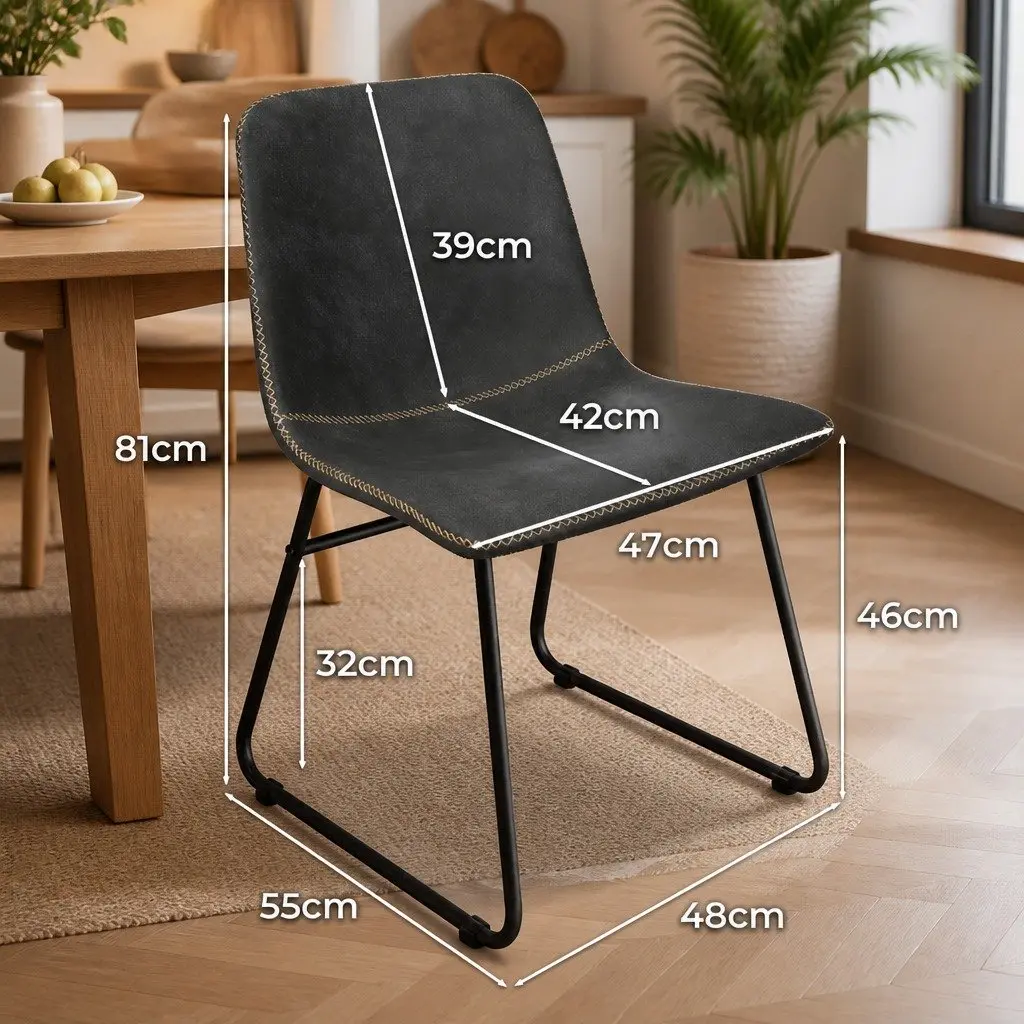 Dining Chairs Black Set of 6 Retro Kitchen Seat Faux Leather Moulded Ergonomic