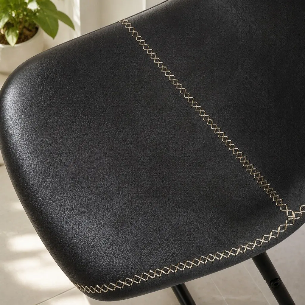 Dining Chairs Black Set of 6 Retro Kitchen Seat Faux Leather Moulded Ergonomic