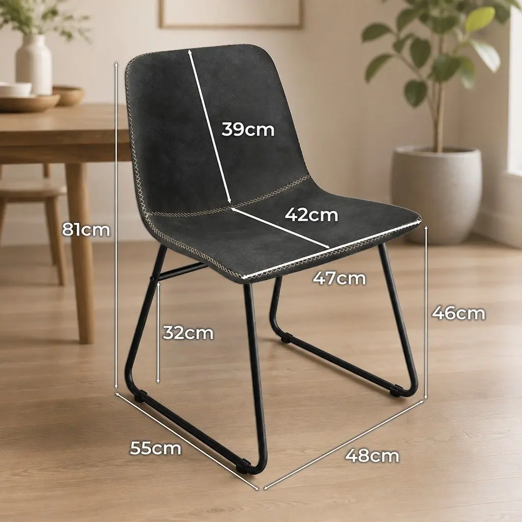 Dining Chairs Black Set of 8 Retro Style Faux Leather Moulded Seat