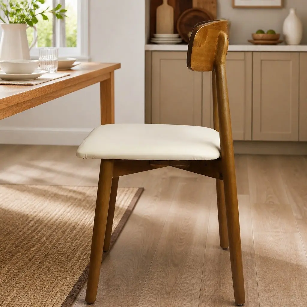 Dining Chairs Walnut Wooden Ergonomic Curved Backrest Set of 2