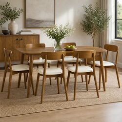 6 Ergonomic Dining Chairs with PU Leather Seats