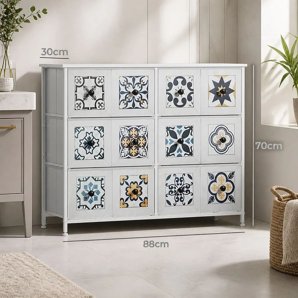 6 Drawer Chest of Drawers White Storage Cabinet Dresser Bedroom Organiser Unit