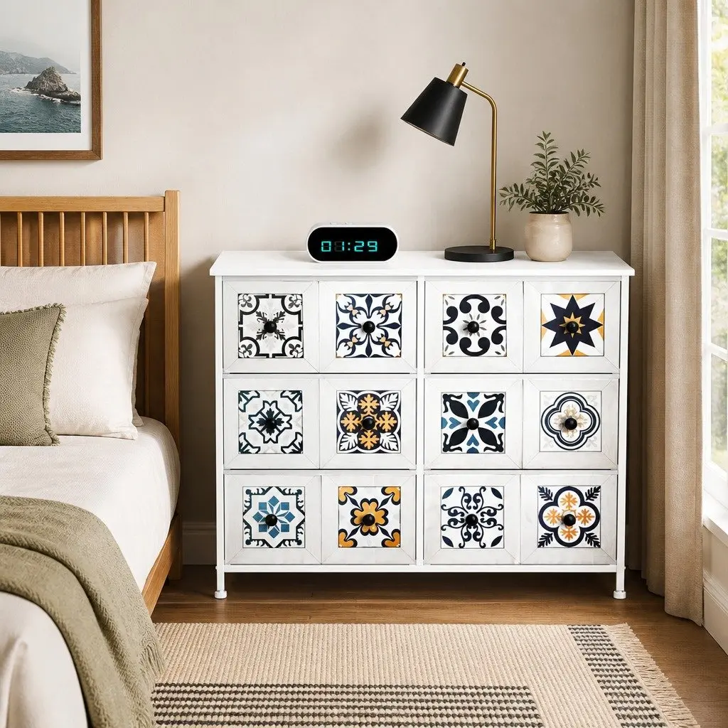 6 Drawer Chest of Drawers White Storage Cabinet Dresser Bedroom Organiser Unit