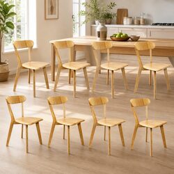 Set of 8 Stylish Wooden Dining Chairs with Ergonomic Backrest