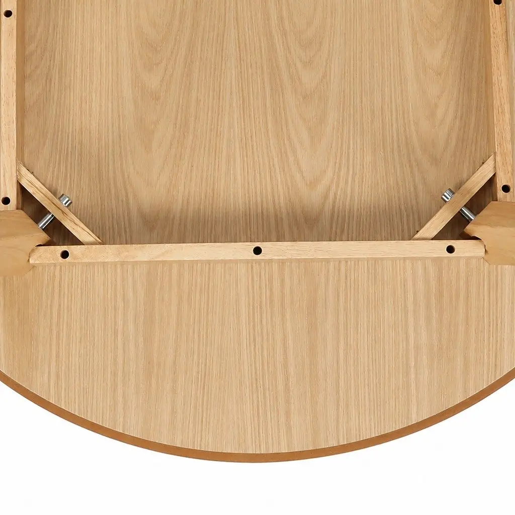 Round Dining Table Natural 100cm Rubberwood Frame MDF Top Seats 4-6