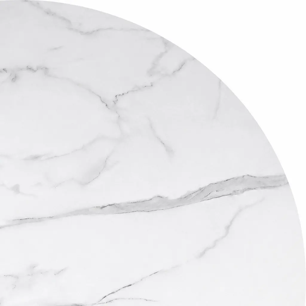 Round Dining Table White 100cm Smooth Bevelled Edge Rubberwood Base