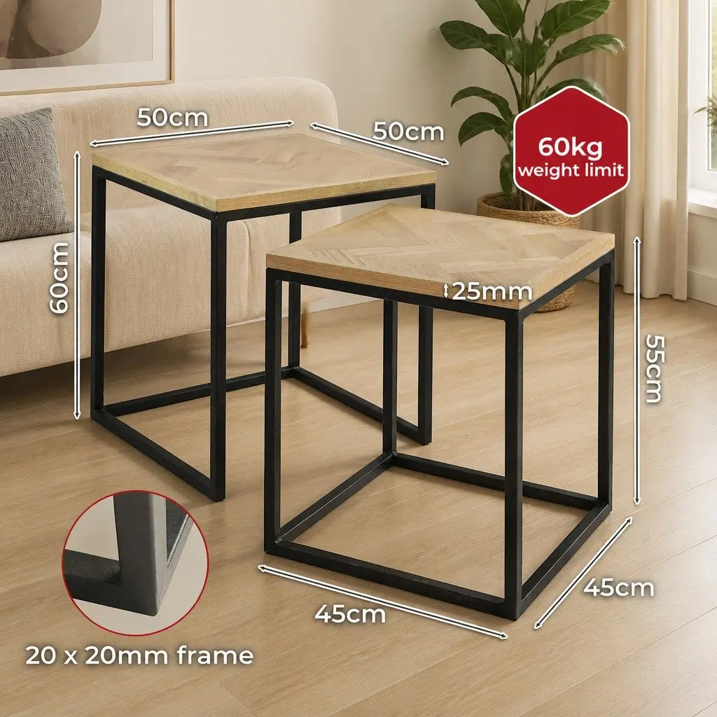 Nesting Coffee Tables 2-Piece Set Side Tables Living Room Bedroom Furniture