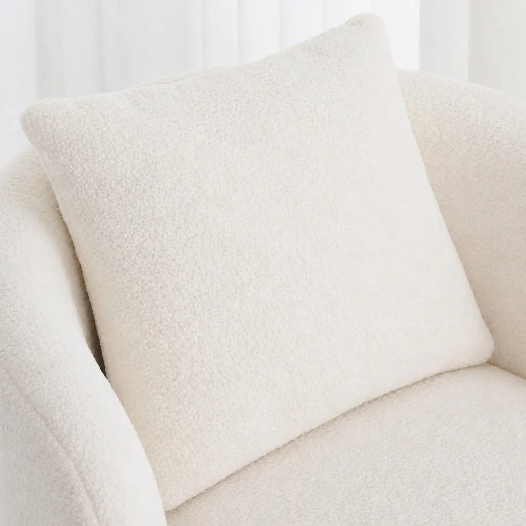 Swivel Armchair Fleece Upholstery 360 Degree Rotating Single Sofa Accent Barrel