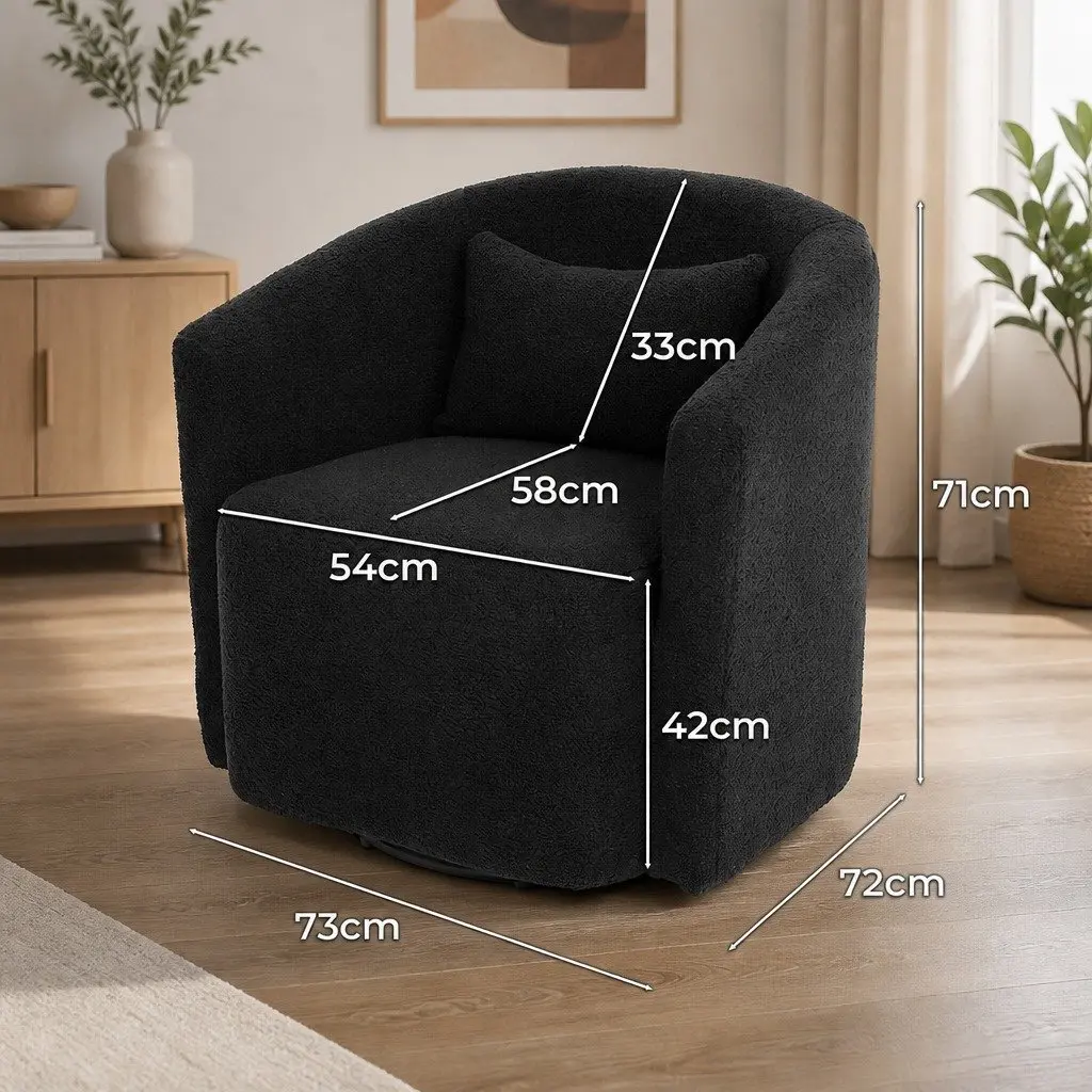 Swivel Armchair Grey Fleece Modern Accent Seat 360 Degree
