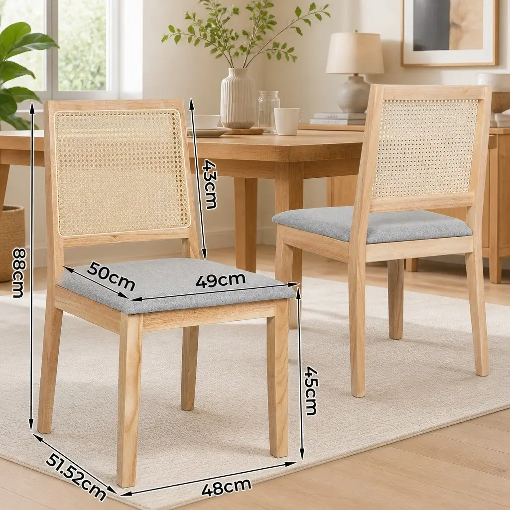 Dining Chair Set of 4 with Rattan Weave