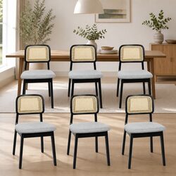 Comfortable 6-Piece Dining Chair Set with Rattan Weave