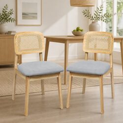 Two Natural Boho Rattan Dining Chairs for Your Home