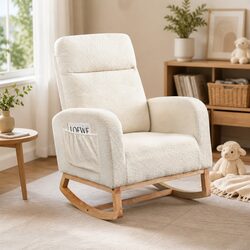 Concise Rocking Chair and Ottoman Set for Relaxation