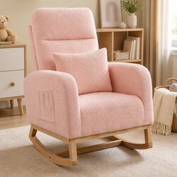 Rocking Chair Ottoman Footrest Set Nursery Living Room Relaxation Teddy Plush