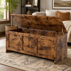 Compact and Practical Rustic Brown Storage Bench