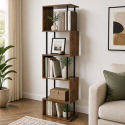 Compact and Stylish 5 Tier S-Shaped Bookshelf