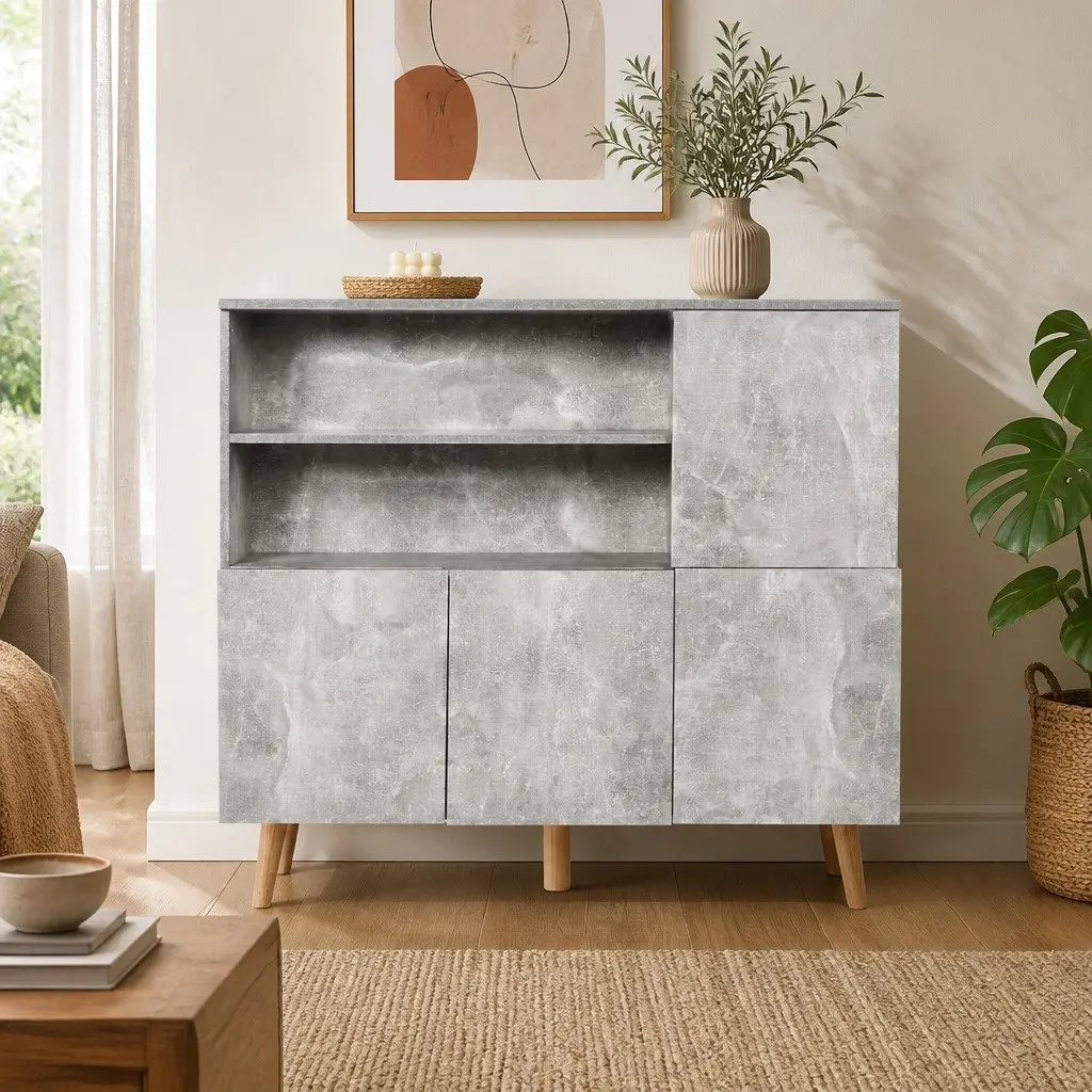 Grey Buffet Sideboard with Ample Storage