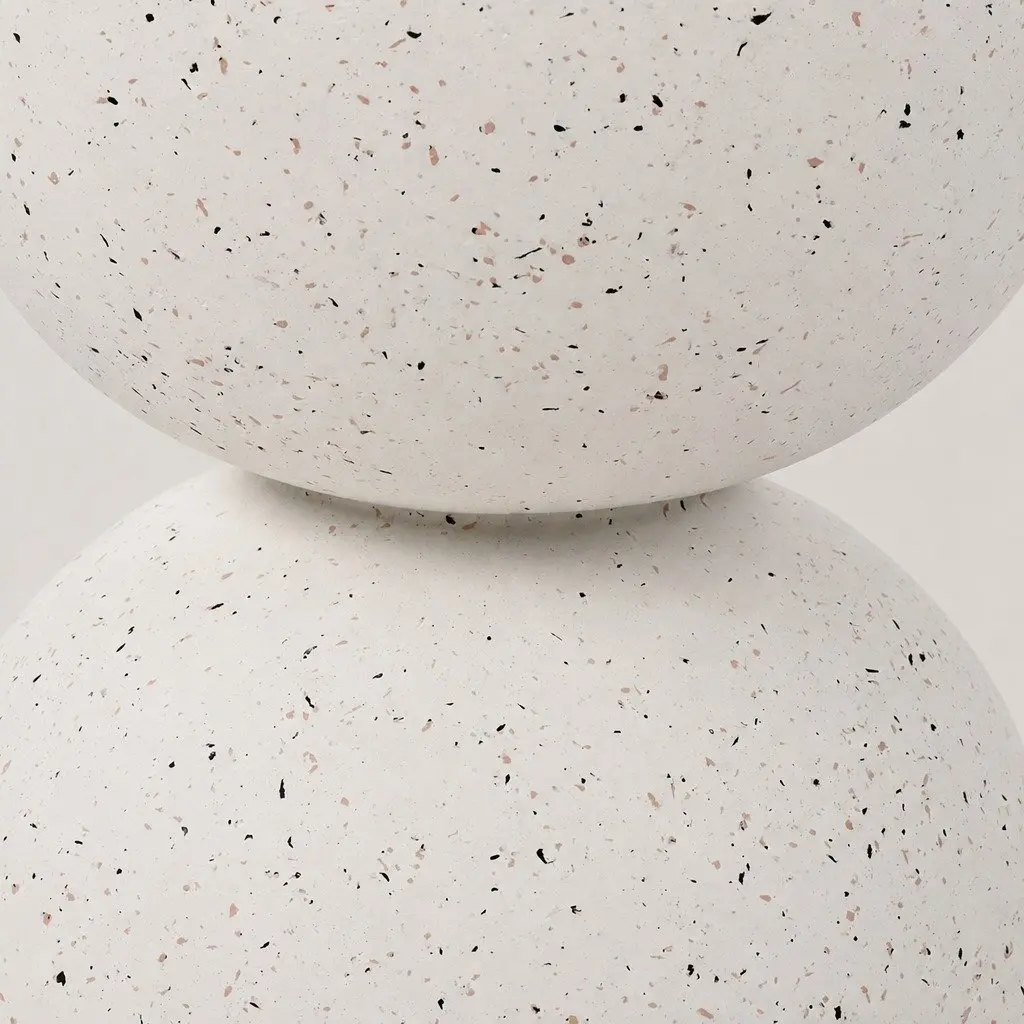 Round Side Table Beige Terrazzo Hourglass Shape 150kg Capacity No Assembly