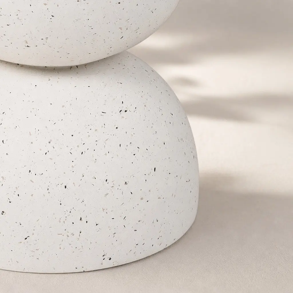 Round Side Table Beige Terrazzo Hourglass Shape 150kg Capacity No Assembly