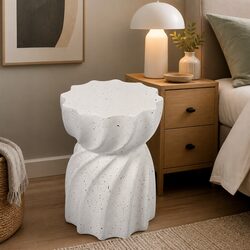 Terrazzo Side Table Hourglass Shape Stool End Table Indoor Outdoor Cement