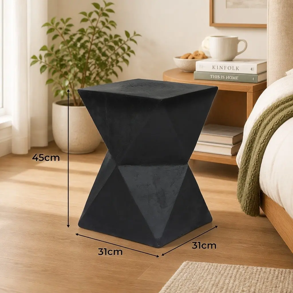 Geometric Side Table Terrazzo Magnesium Cement Nightstand Accent Stool