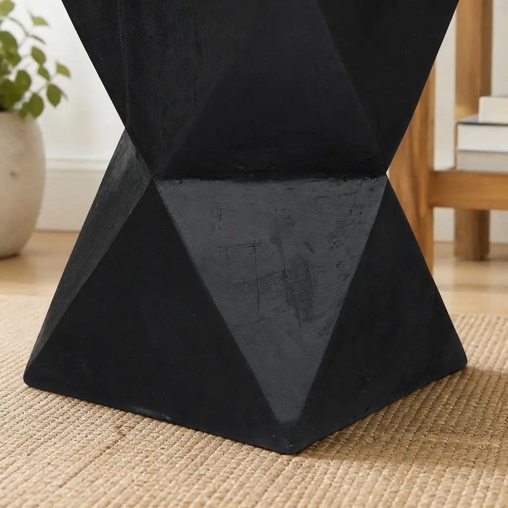 Geometric Side Table Terrazzo Magnesium Cement Nightstand Accent Stool