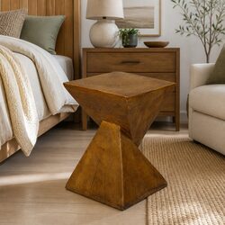 Geometric Side Table Stool Terrazzo Magnesia Cement No Assembly Needed Durable