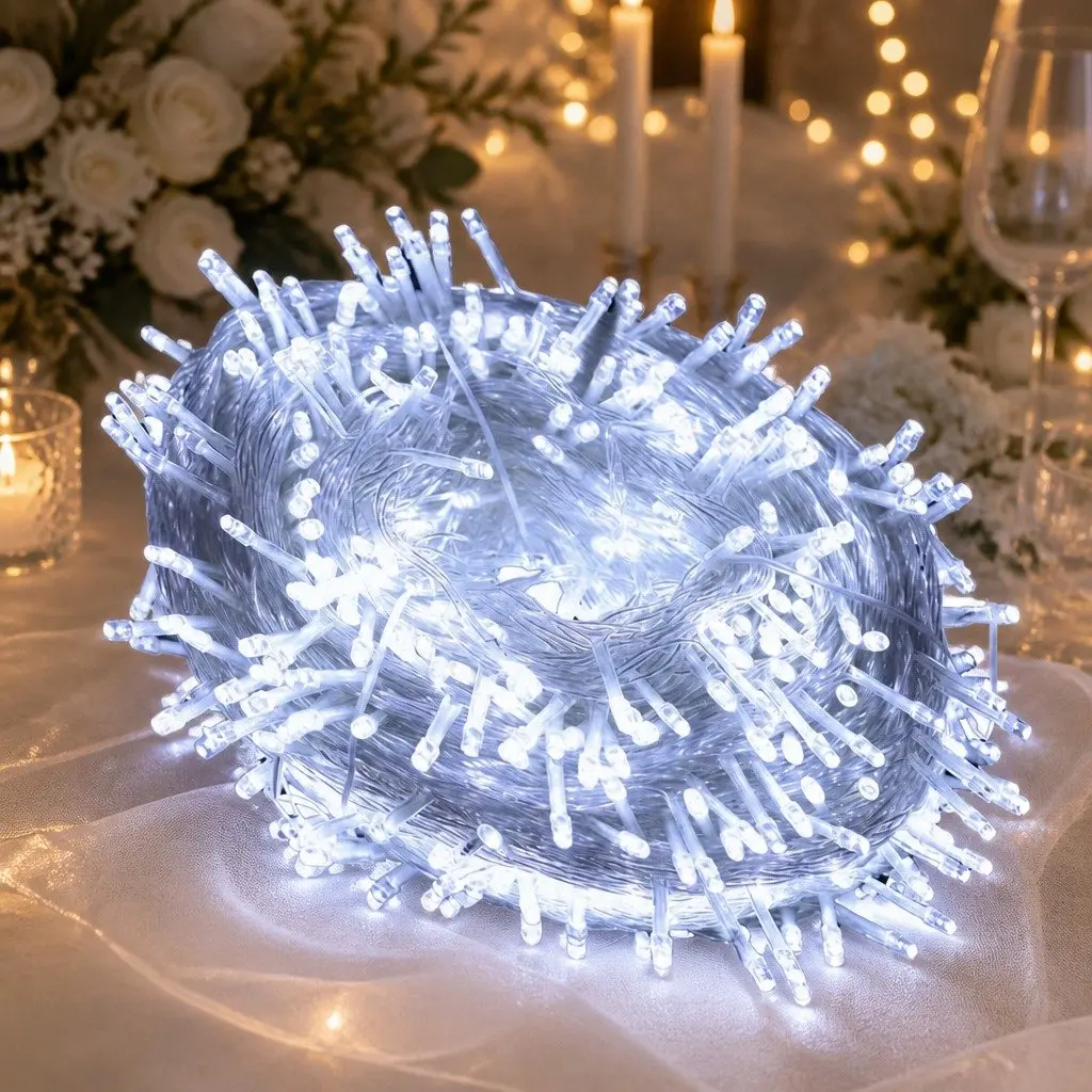 Curtain String Lights Cool White 300 LED Indoor Outdoor Wedding Party Decor