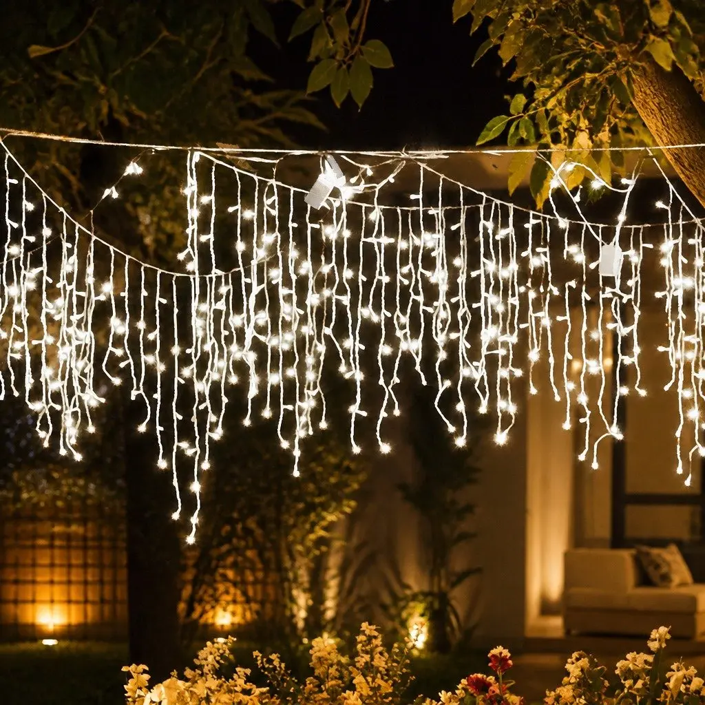 Curtain String Lights Cool White 300 LED Indoor Outdoor Wedding Party Decor