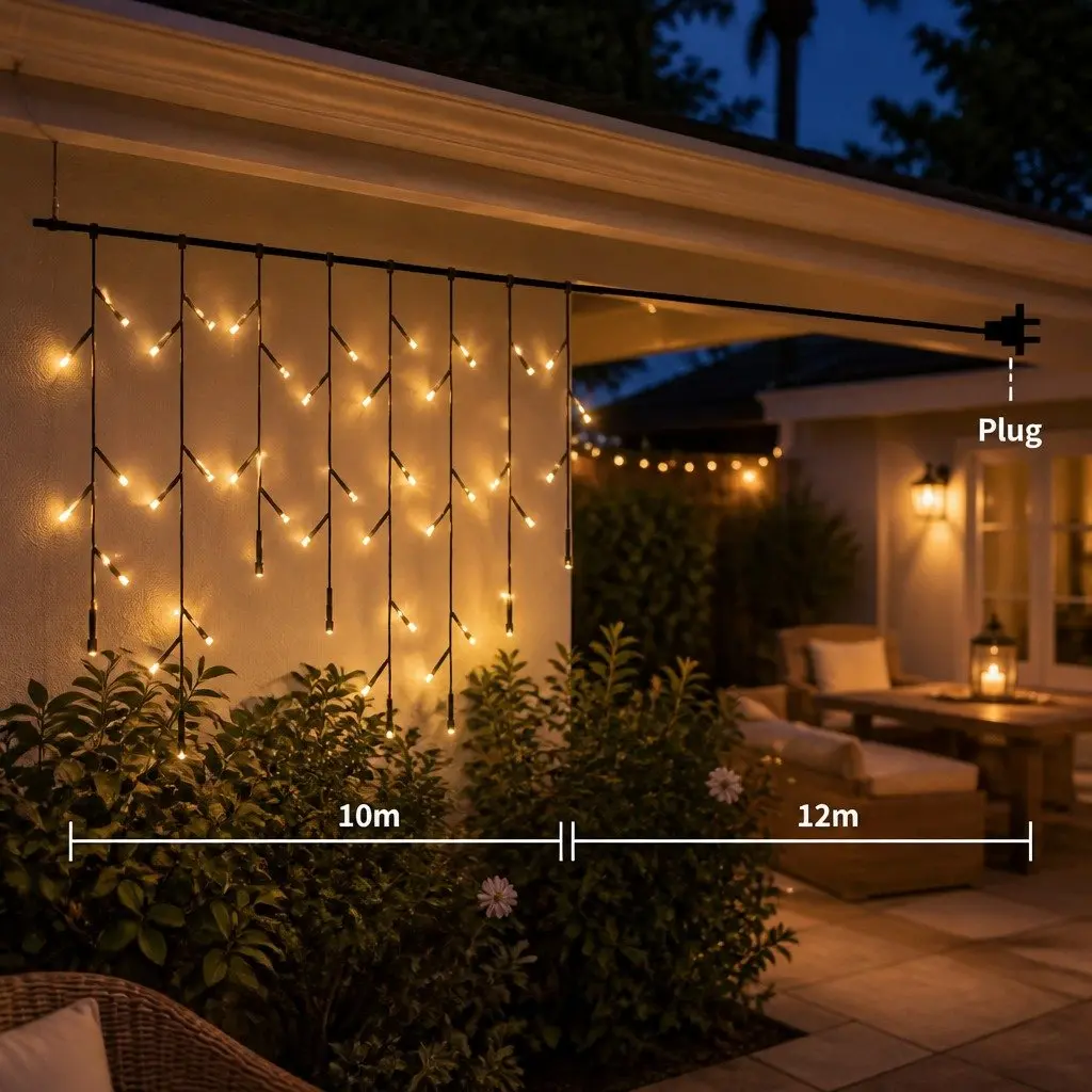LED Curtain String Lights Cool White 500 Count Indoor Outdoor Waterproof 8 Lighting Modes